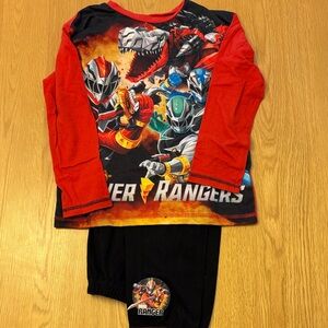 Power Rangers Red and Black Dino Pajama Set size 7-8 years